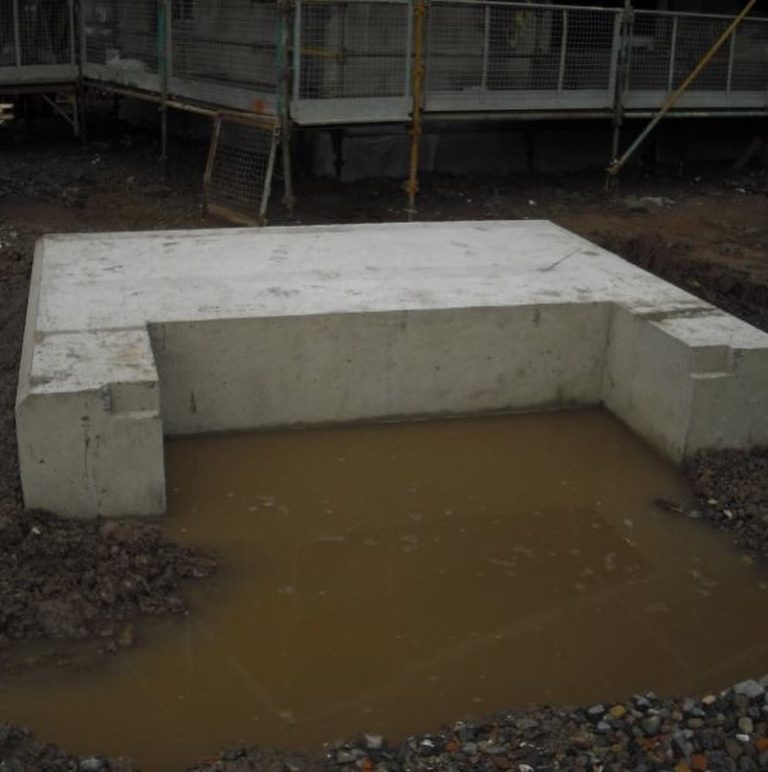 Underground concrete plinths