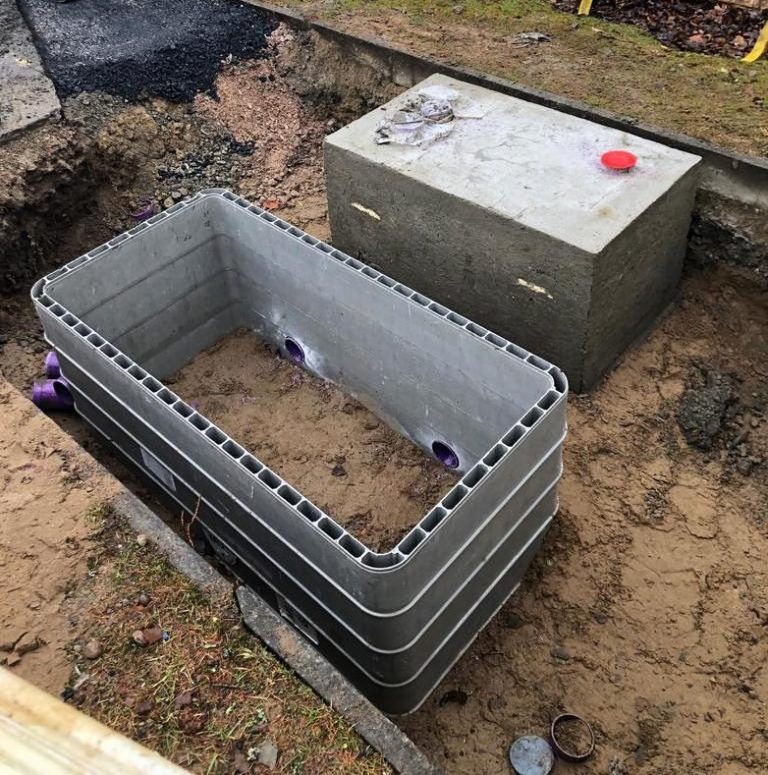 Underground concrete plinths